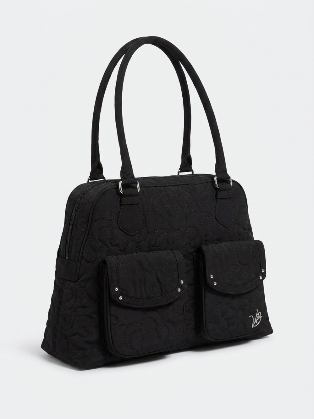 Vera Bradley Black Quilted Double Pocket Shoulder Bag